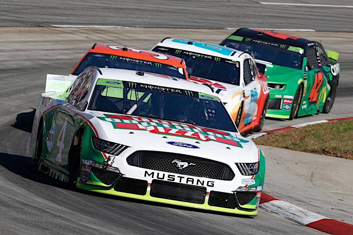 Stewart-Haas Racing's Kevin Harvick (seventh) also finished in the top 10. Stewart-Haas Racing's Kevin Harvick (seventh) also finished in the top 10.